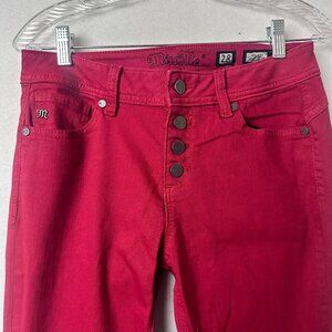 Women’s Miss Me Mid Rise‎ Flare Jeans Button Fly Red Wash Size 28 Stretch denim